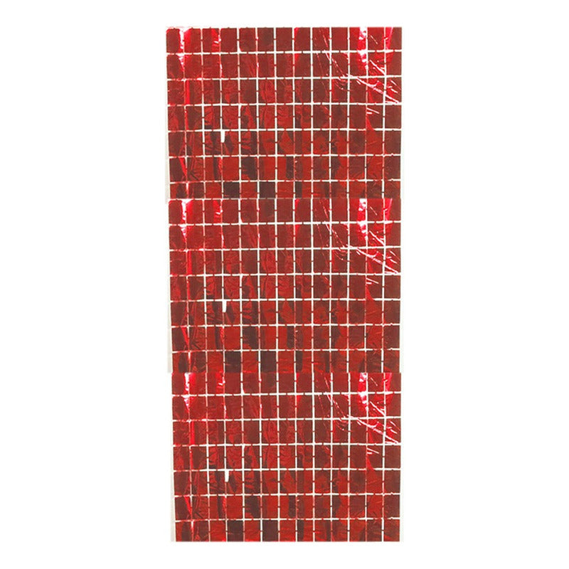 Cortina Cumpleaños Metálica Cuadros Decorativa 100x200 Cm