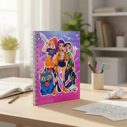 Agenda Cuaderno Espiral Tapa Dura Huntrx Diseño Anime Violeta