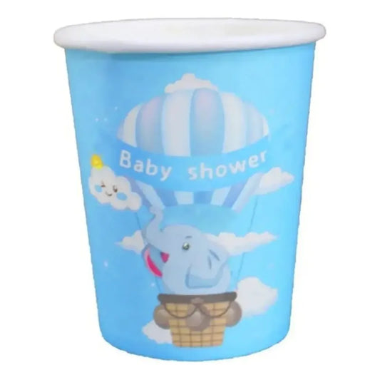 Pack 6 Vasos Cotillón Baby Shower Niño Celeste