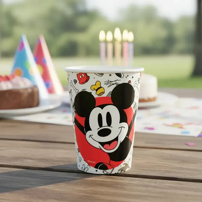 Vaso Cumpleaños Mickey Mouse Clásico X 6 Cotillón Activarte Blanco