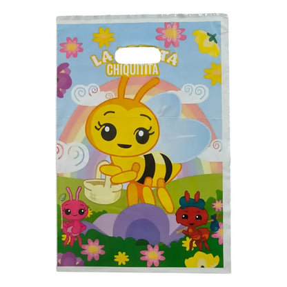 Pack 10 Bolsas Dulceras Cumpleaños Abejita Plim  20x30 Cm Celeste