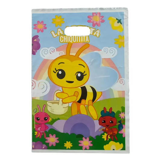 Pack 10 Bolsas Dulceras Cumpleaños Abejita Plim  20x30 Cm Celeste