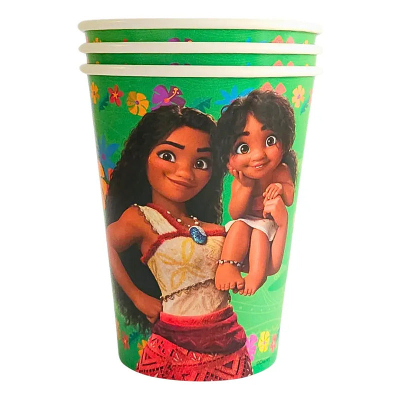 Set 6 Vasos Palms Moana 355cc Polipapel Reutilizables Fiesta Infantil