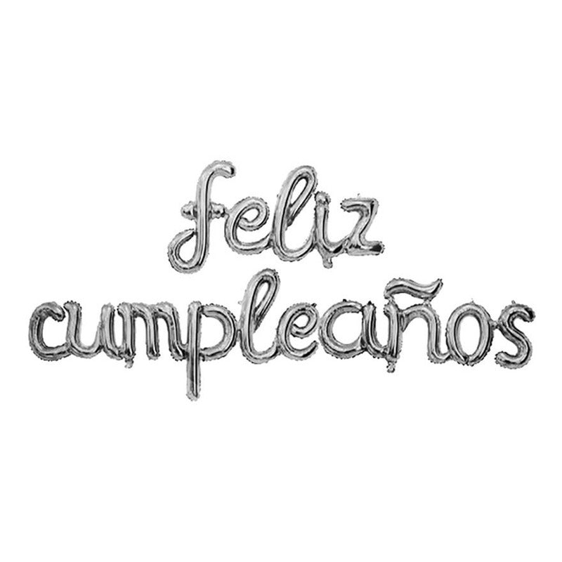 Frase Globo Feliz Cumpleaños Metalizado Plateado