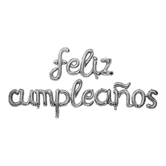 Frase Globo Feliz Cumpleaños Metalizado Plateado
