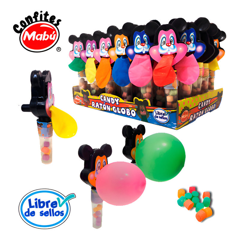 Confite Confites Mabu Ratón Globo Frutas Pack X 20