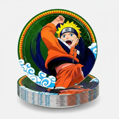 Pack 6 Platos De Cumpleaños Diseño Naruto Cotillón Naranja