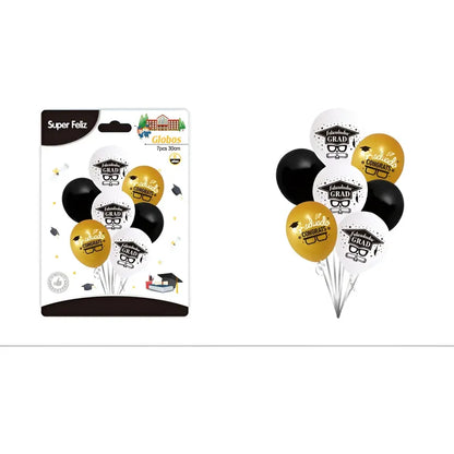 Set De Globos 7 Piezas Decoración Graduacion Negro