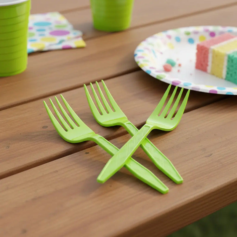 Pack 20 Tenedores Plásticos De Color Para Fiestas