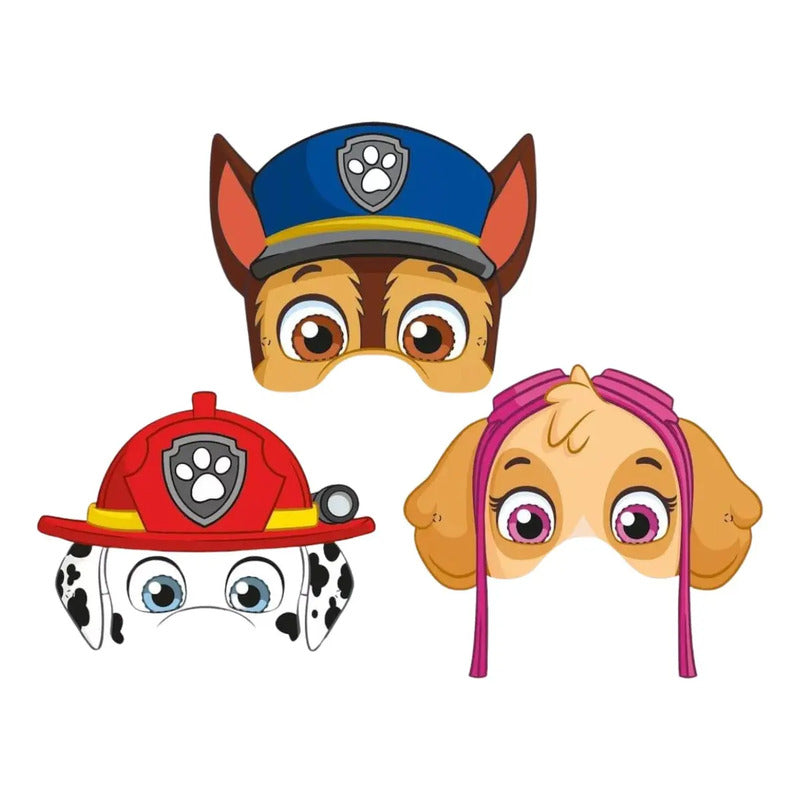 Pack De 6 Máscaras Antifaz De Paw Patrol Para Cumpleaños Multicolor