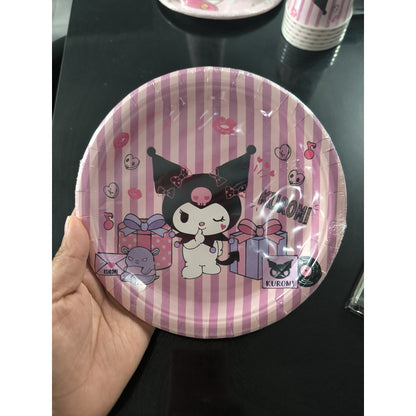 Pack 6 Platos Cumpleaños Kuromi  Desechables Violeta