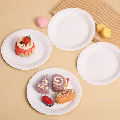 100 Plato Carton N°1 Desechable Fiesta Blanco 15cm Pequeño