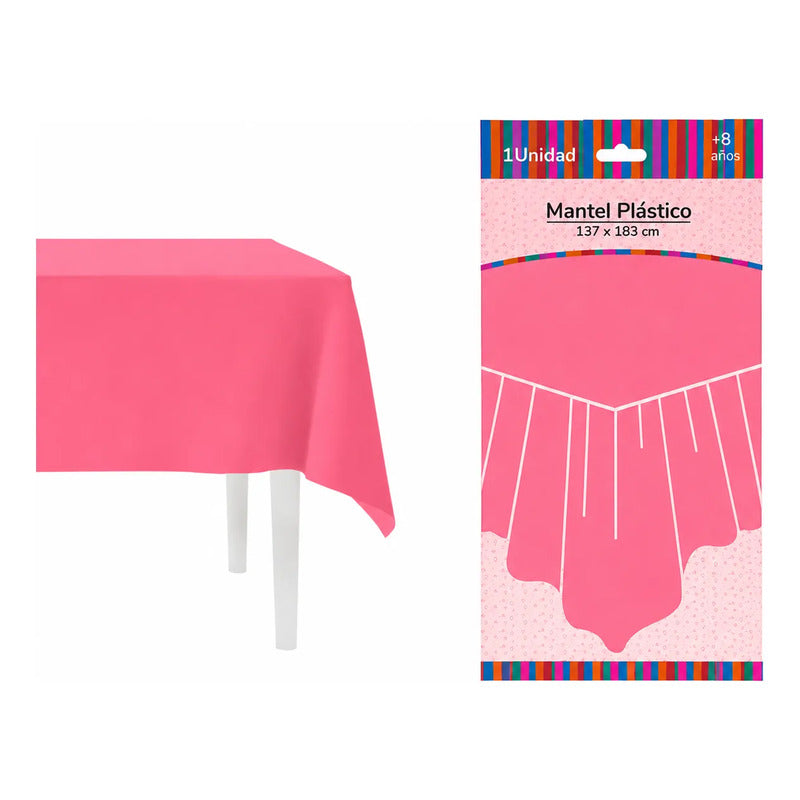 Mantel De Mesa Rectangular Liso Colores Pasteles 137x183 Rosa