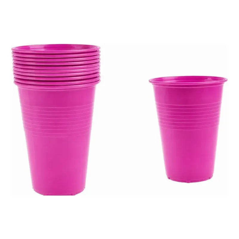 Pack 50 Vasos Plásticos De Color Para Fiestas 10oz - 300cc Fucsia