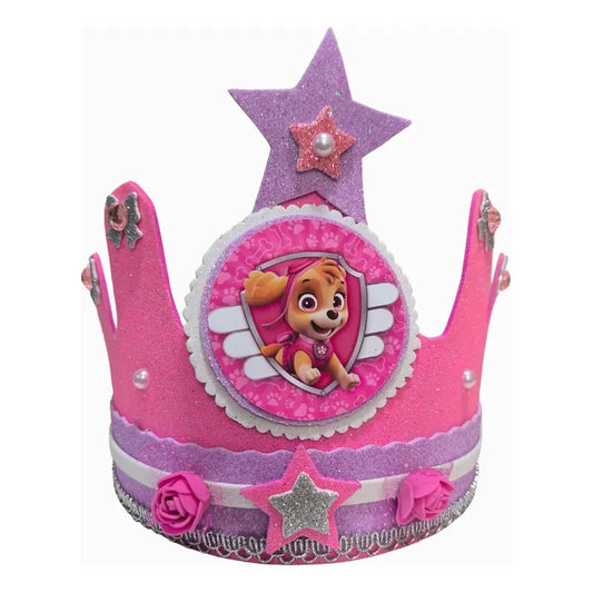 Corona De Cumpleaños Festejado Sky Paw Patrol Rosa