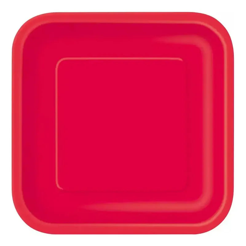10 Platos De Cartón Cuadrados De Colores Cumpleaños 18 Cm