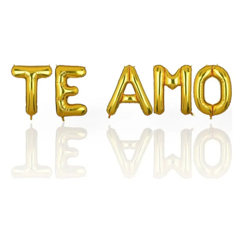 Set Globos Te Amo Metalicos Letras Frase Amor Especial 33cm