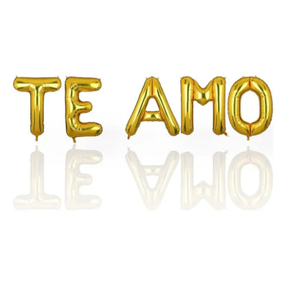 Set Globos Te Amo Metalicos Letras Frase Amor Especial 33cm
