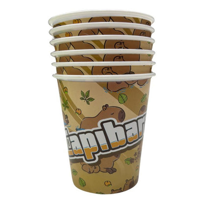 Pack 6 Vasos Cumpleaños Capibara Capybara Marrón Claro