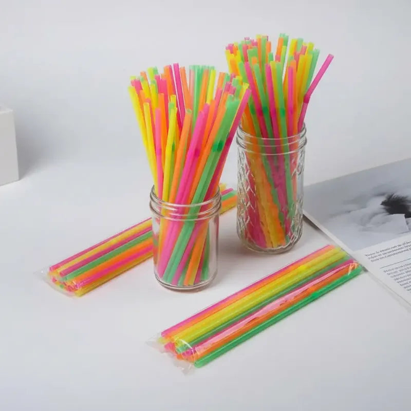100 Bombillas Plásticas Fluor  Flúor
