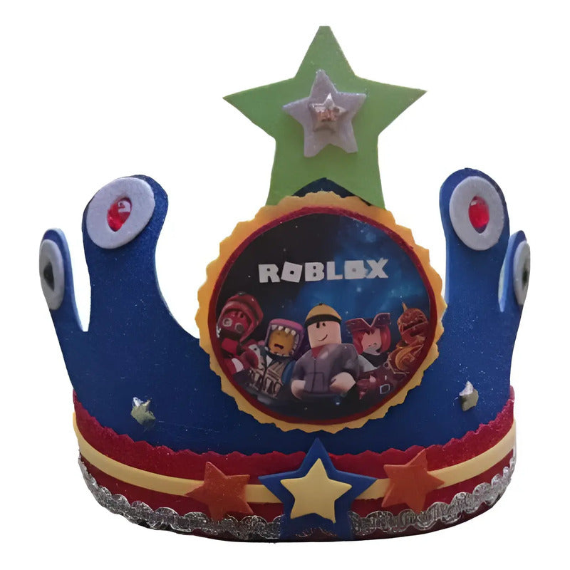 Corona De Cumpleaños Festejado Roblox Azul, Rojo Y Amarillo