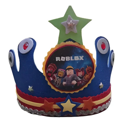 Corona De Cumpleaños Festejado Roblox Azul, Rojo Y Amarillo