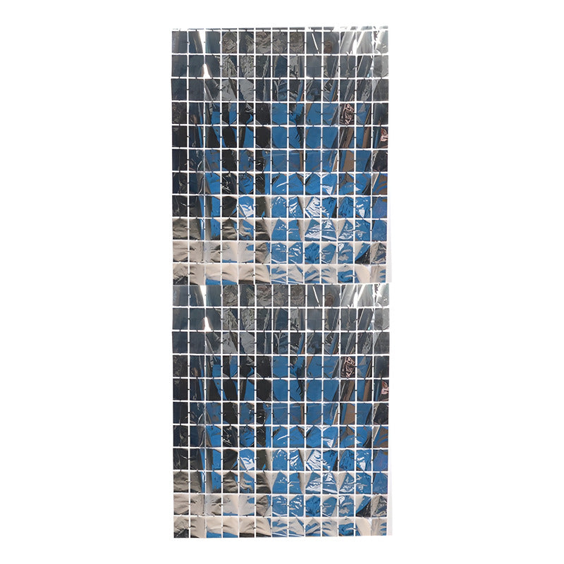 Cortina Cumpleaños Metálica Cuadros Decorativa 100x200 Cm