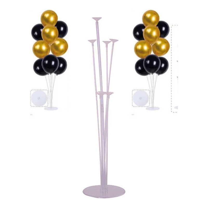 Soporte Globos 1 Metro  Para 7 Unidades Fiesta Decoracion Blanco
