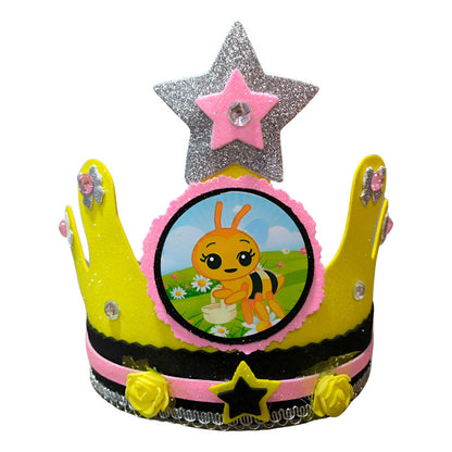 Corona Cumpleaños Festejado Abejita Chiquitita Plim Plim Amarillo