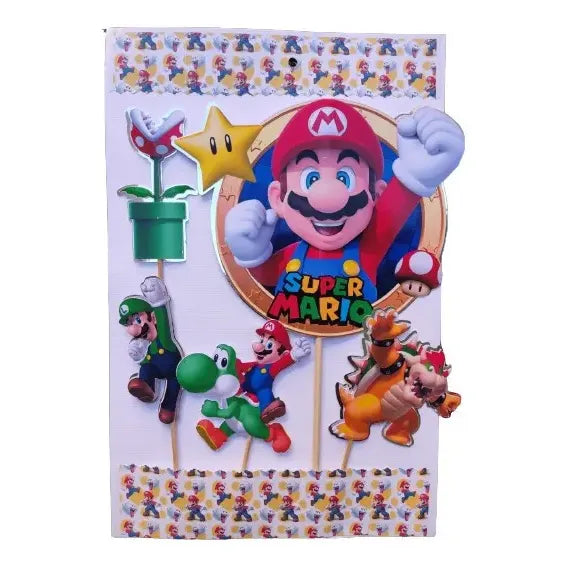 Topper Para Torta Súper Mario Bross 4 Unidades Multicolor Super Mario
