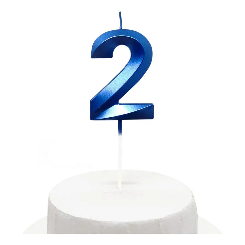 Vela De Cumpleaños Numeral Azul Brillante 5x7 Cm