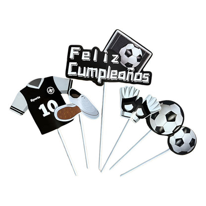 Topper Torta De Cumpleaños Futbol Cotillón X 6 Unidades