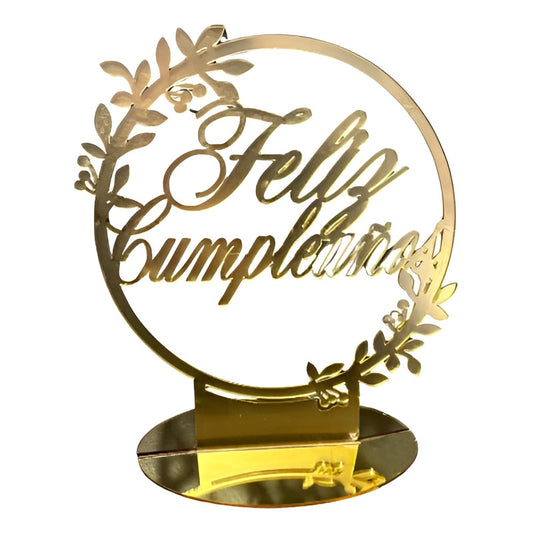 Topper O Adorno Decorativo Para Torta Acrílico Dorado