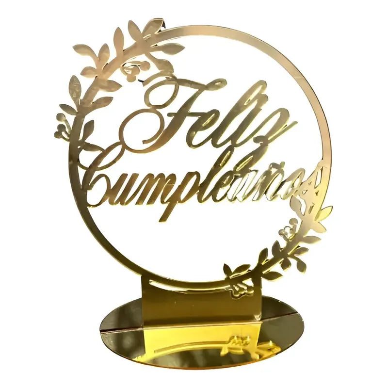 Topper O Adorno Decorativo Para Torta Acrílico Dorado Dorado