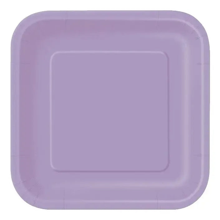 10 Platos De Cartón Cuadrados De Colores Cumpleaños 18 Cm