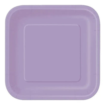 10 Platos De Cartón Cuadrados De Colores Cumpleaños 18 Cm