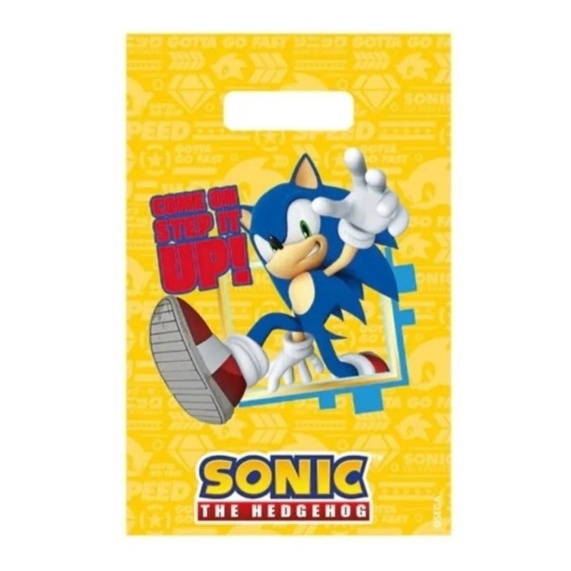 Pack 6 Bolsas De Dulces Sonic Para Cumpleaños