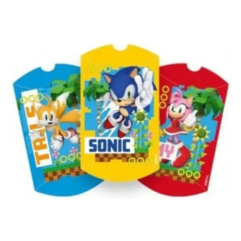 Pack 6 Cajitas De Sorpresas De Cumpleaños Sonic Multicolor