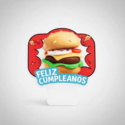 Vela De Cumpleaños Diseño Hamburguesa Para Torta