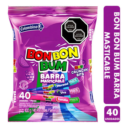 Masticable Bon Bon Bum De Colombina Con Sabores Frutales Surtidos, 40 Unidades
