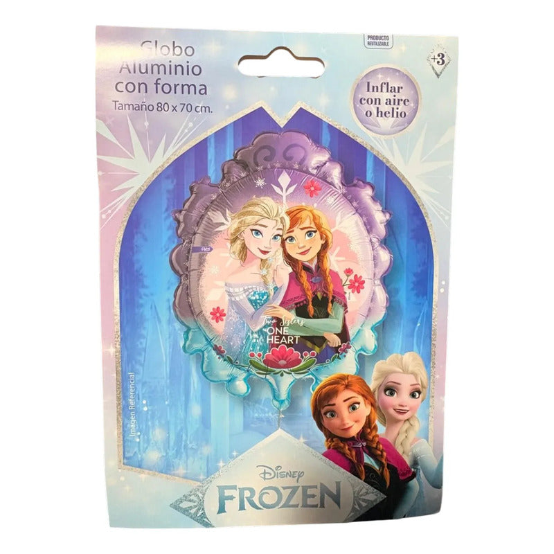 Globo Metálico Frozen Disney Elsa Y Anna 80x70 Cm Celeste