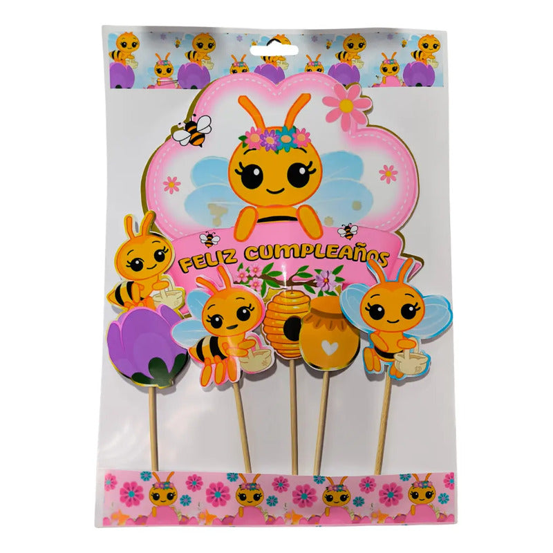 Pack 5 Topper Cumpleaños Abejita Chiquitita Plim Plim