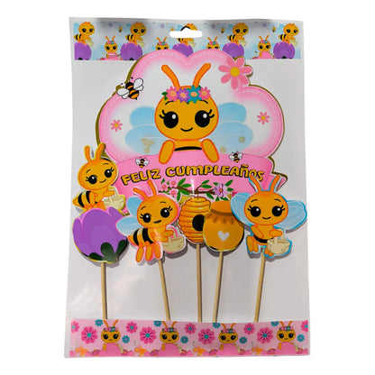 Pack 5 Topper Cumpleaños Abejita Chiquitita Plim Plim