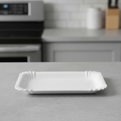 50 Platos Descartables De Torta De Cartón 23x17 Cm Rectangul Blanco