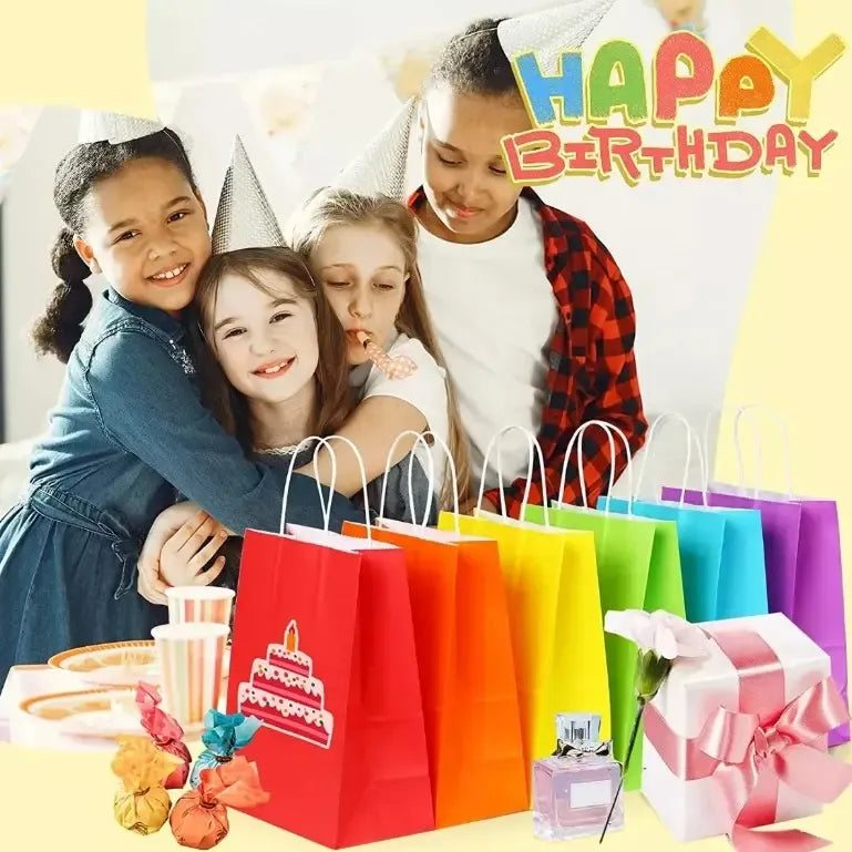 Pack 12 Bolsas De Papel Kraft De Color 27x21x11 Cm