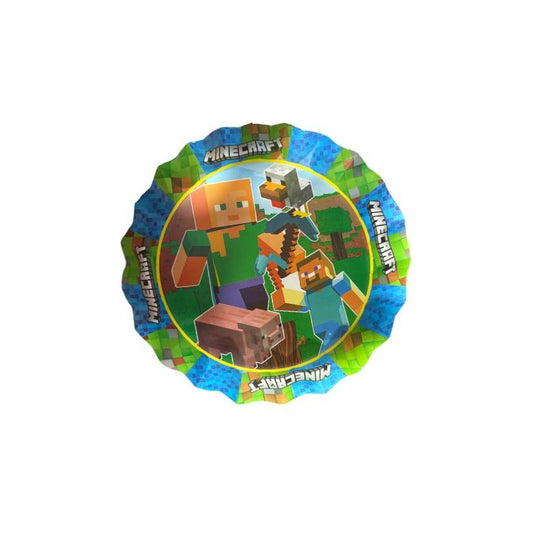 Pack 4 Bandejas Cumpleaños Minecraft ( Cartón 32 Cm )