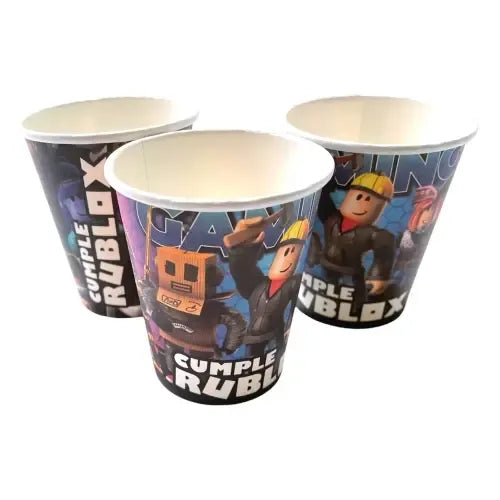 Pack 6 Vasos De Roblox 250cc Cumpleaños Negro