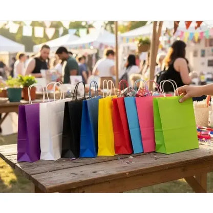 Pack 12 Bolsas De Papel Kraft De Color 27x21x11 Cm