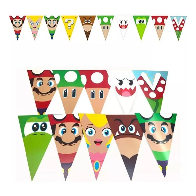 Guirnalda Banderín Cumpleaños Súper Mario Bross Súper Mario Bross