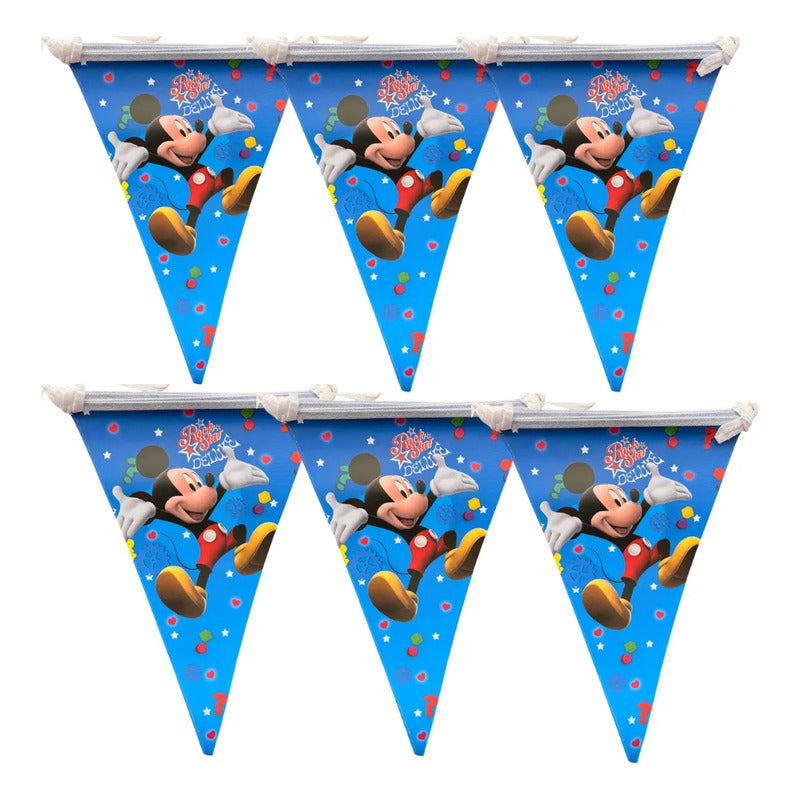 Guirnalda Banderines Mickey Mouse Fiesta Cumpleaños Azul